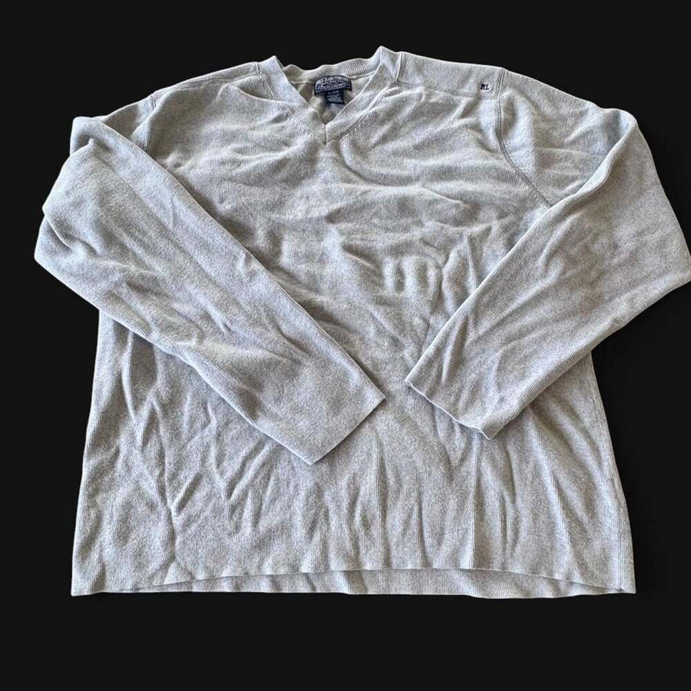 Polo Ralph Lauren Sweater Pullover Crewneck Size XL Gray Blue RL Logo V-neck